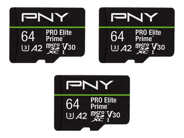 PNY PRO Elite Prime - Flash-Speicherkarte - 64 GB - A2 / Video Class V30 / UHS-I U3 / Class10 - micr