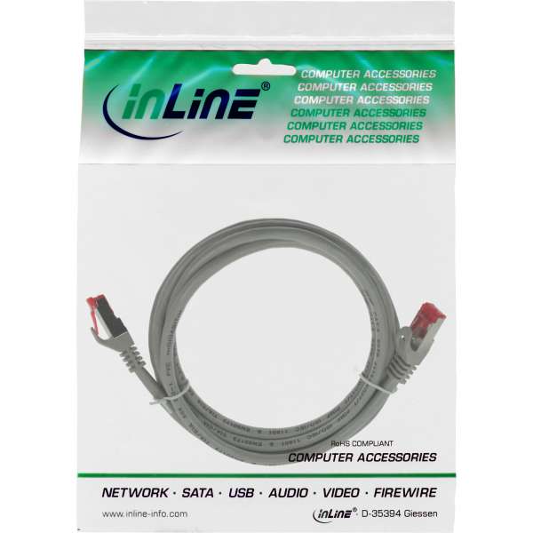 InLine Patchkabel - S/FTP (PiMf) - Cat.6 - 250MHz - PVC - CCA - grau - 0,3m