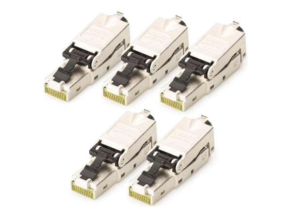 DIGITUS CAT 6A Feldstecker, STP mit Staubschutzkappe, Knickschutz - 5 Stk.