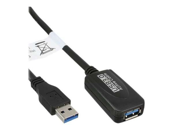 InLine USB 3.2 Gen.1 Aktiv-Verlängerung - Stecker A an Buchse A - schwarz - 5m