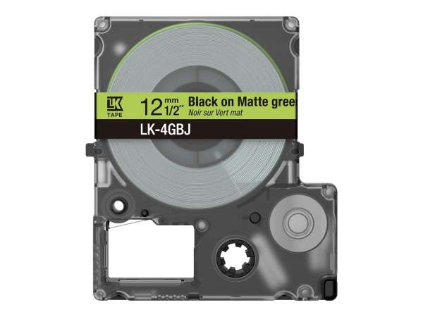Epson LabelWorks LK-4GBJ - Schwarz auf mattem Grün - Rolle (1,2 cm x 8 m)
