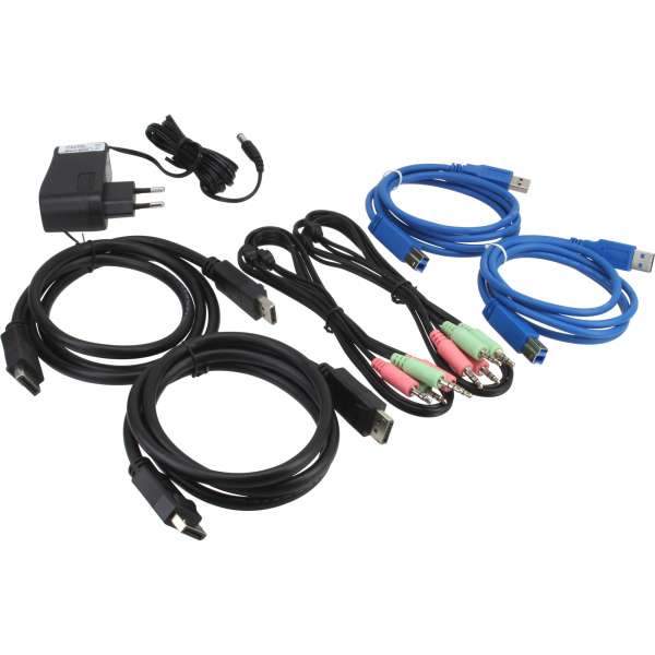 InLine KVM Desktop Switch - 2-fach - DisplayPort - USB 3.0 Hub - mit Audio