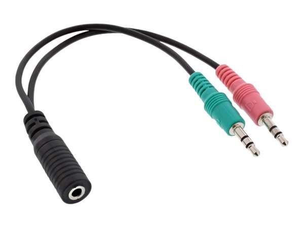 InLine Audio Headset Adapterkabel - 2x 3,5mm Stecker an 3,5mm Buchse CTIA - 0,15m