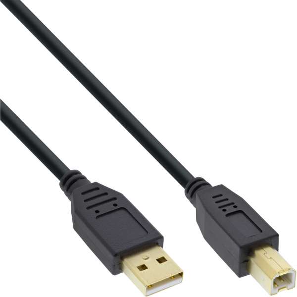 InLine 70er B-Pack USB 2.0 Kabel - A an B - schwarz - Kontakte gold - 2m