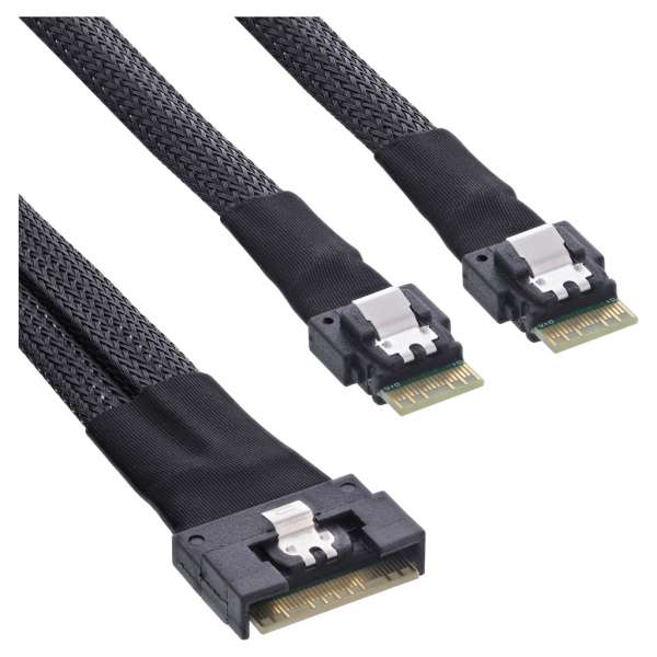 InLine Slim SAS Kabel - SFF-8654 8i zu 2x SFF-8654 4i - 1m