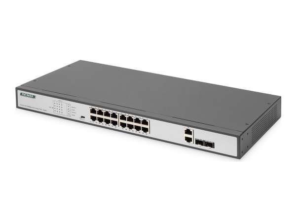 DIGITUS DN-95342-1 - Switch - 19", af/at - unmanaged - 16 x 10/100 (PoE+)