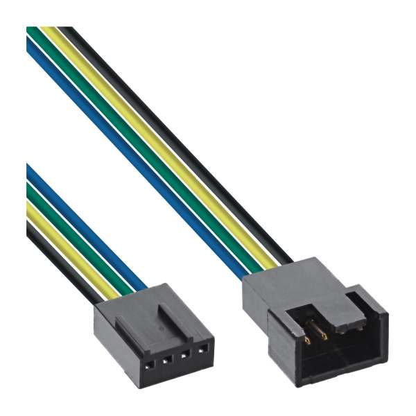 InLine Lüfterkabel Verlängerung PWM - 4pol Molex Stecker / Buchse - 0,70m