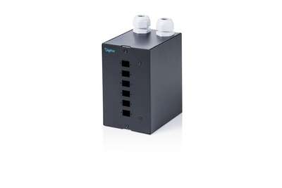 DIGITUS LWL Hutschienen verteiler, 6 Port, SC SX/LC DX, Schwarz