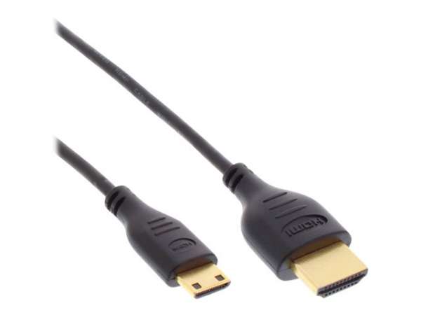 InLine HDMI Superslim Kabel A an C - HS mit Eth. - Premium - schwarz / gold - 1,8m