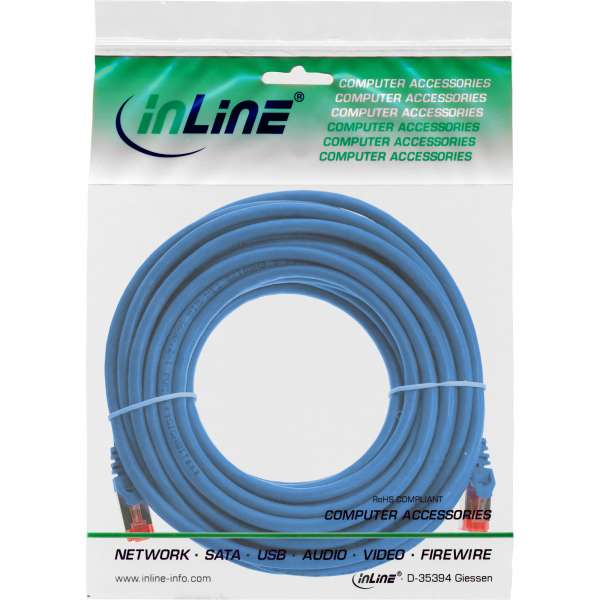 InLine Patchkabel - S/FTP (PiMf) - Cat.6 - 250MHz - PVC - Kupfer - blau - 15m