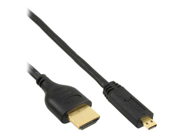 InLine HDMI Superslim Kabel A an D - HS mit Eth. - Premium - schwarz / gold - 1,8m