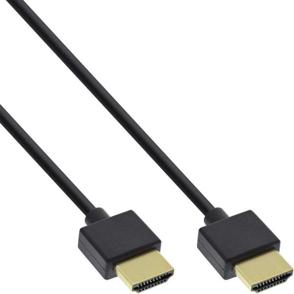 InLine HDMI Superslim Kabel A an A - HS mit Eth. - Premium - schwarz / gold - 1,8m