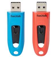 SanDisk Ultra - USB-Flash-Laufwerk - 64 GB - USB 3.0 - Blau, Rot (Packung mit 2)