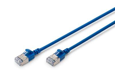 DIGITUS CAT 6A F-FTP Slim Patchkabel, 0,3m, Blau