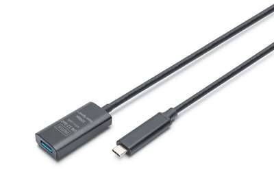 DIGITUS Aktives USB 3.2 Gen2 10G Verlängerungskabel, USB-C - USB-A, 5m