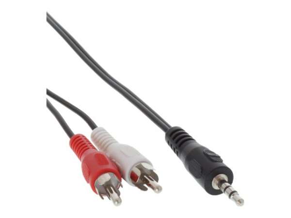 InLine Cinch/Klinke Kabel - 2x Cinch Stecker an 3,5mm Klinke Stecker - 3m
