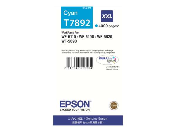 Epson T7892 - 34.2 ml - Größe XXL - Cyan - original