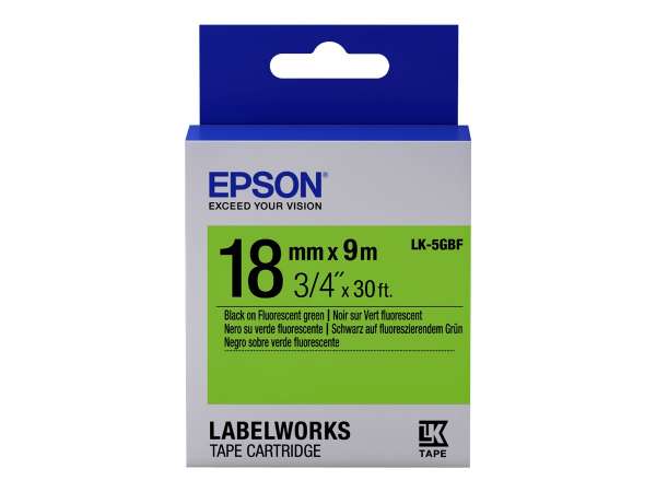 Epson LabelWorks LK-5GBF - Schwarz auf Grün - Rolle (1,8 cm x 9 m)