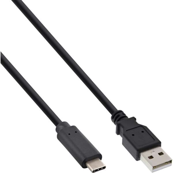InLine USB 2.0 Kabel - USB-C Stecker an A Stecker - schwarz - 1m