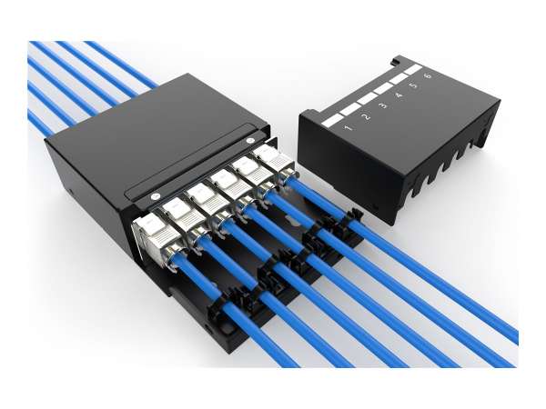 DIGITUS Konsolidierungspunkt-Box, 6 Ports Keystone-Module mit intelligentem Kabelmanager