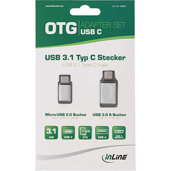 InLine USB Adapter-Set USB-C an USB 2.0 Micro-B & USB 3.2 Gen.1 USB-A