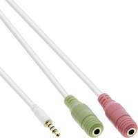 InLine Headset Adapterkabel - 3,5mm Stecker an 2x3,5mm Buchse - weiß - 1m