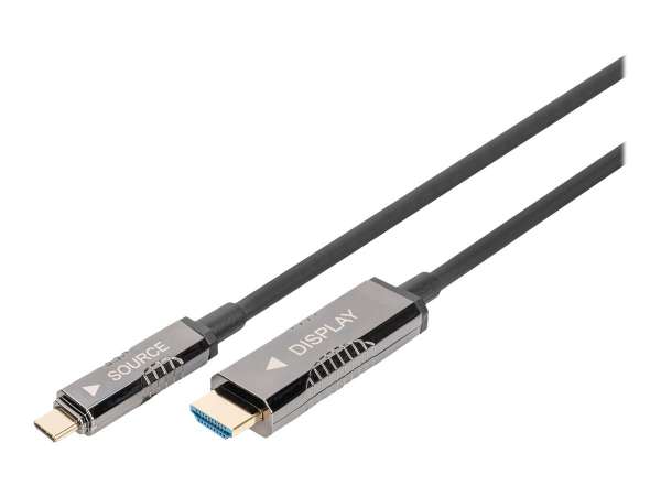 DIGITUS Adapterkabel - 24 pin USB-C männlich zu HDMI männlich - 10 m - Hybrid Kupfer/Kohlefaser - Ac