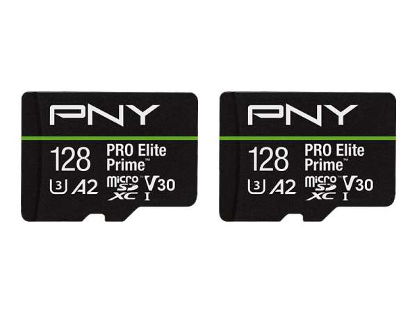 PNY PRO Elite Prime - Flash-Speicherkarte - 128 GB - A2 / Video Class V30 / UHS-I U3 / Class10 - mic