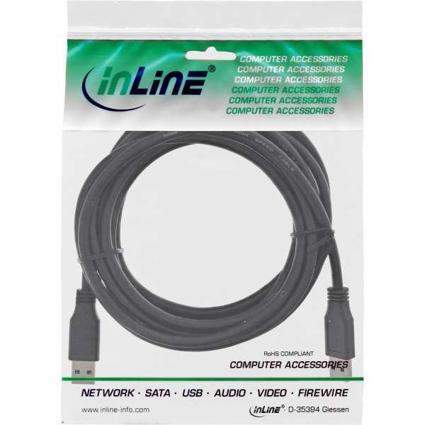 InLine USB 3.2 Gen.1 Kabel - A an A - schwarz - 3m