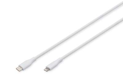 DIGITUS Lightning Silikon Anschlusskabel, USB-C - Lightning, 2m, weiß