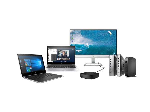 HP Pro t550 - Thin Client - USFF - 1 x Celeron J6412 / 2 GHz - RAM 8 GB - Flash 64 GB - eMMC - UHD G
