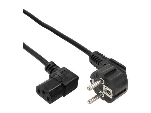 InLine 45er B-Pack Netzkabel - Schutzk. gew. / C13 rechts abgew. - schwarz - 1m