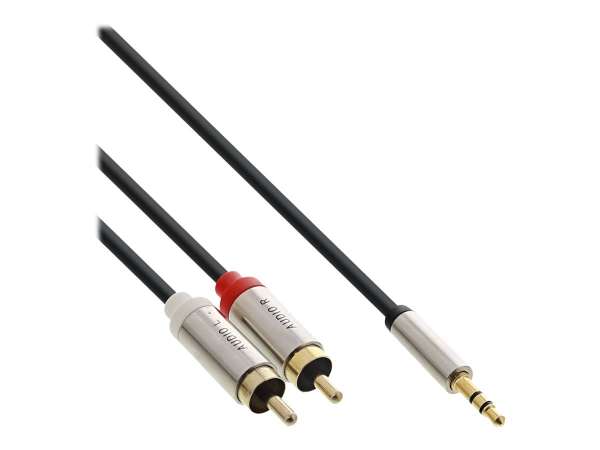 InLine Slim Audio Kabel Klinke 3,5mm Stecker an 2x Cinch Stecker - 1m