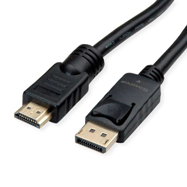 ROLINE Adapterkabel - DisplayPort männlich zu HDMI männlich - 10 m - Schwarz - Unterstützung für 4K6