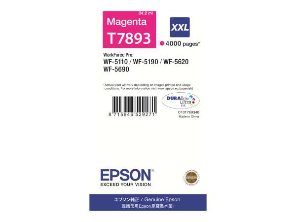 Epson T7893 - 34.2 ml - Größe XXL - Magenta - original