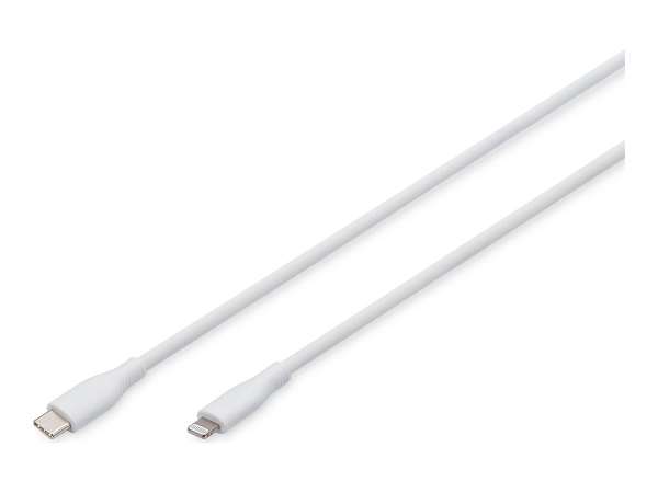 DIGITUS Lightning Silikon Anschlusskabel, USB-C - Lightning, 2m, weiß