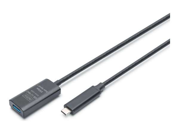 DIGITUS Aktives USB 3.2 Gen2 10G Verlängerungskabel, USB-C - USB-A, 5m
