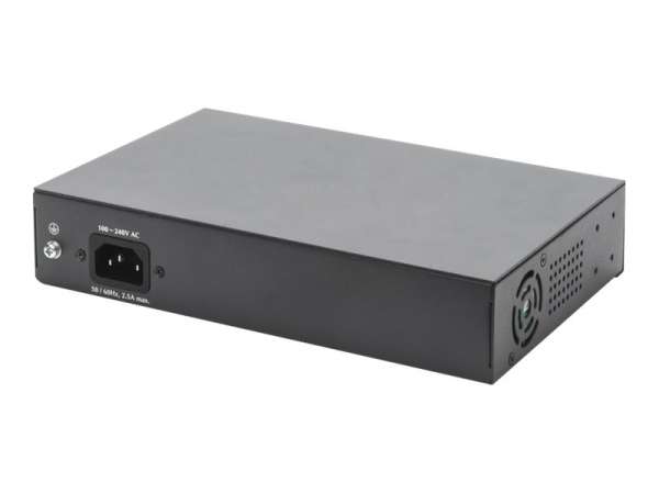 DIGITUS 8-Port Gigabit PoE Netzwerkswitch, Desktop, unmanaged, 2 Uplink Ports, SFP, 180 W, af/at/bt