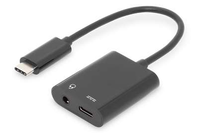 DIGITUS USB-C Adapter / Konverter, USB-C auf USB-C + 3.5mm Klinke
