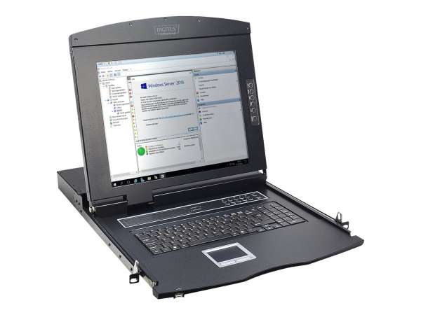 DIGITUS 17" LCD KVM-Konsole, 1-Port VGA, türkische Tastatur