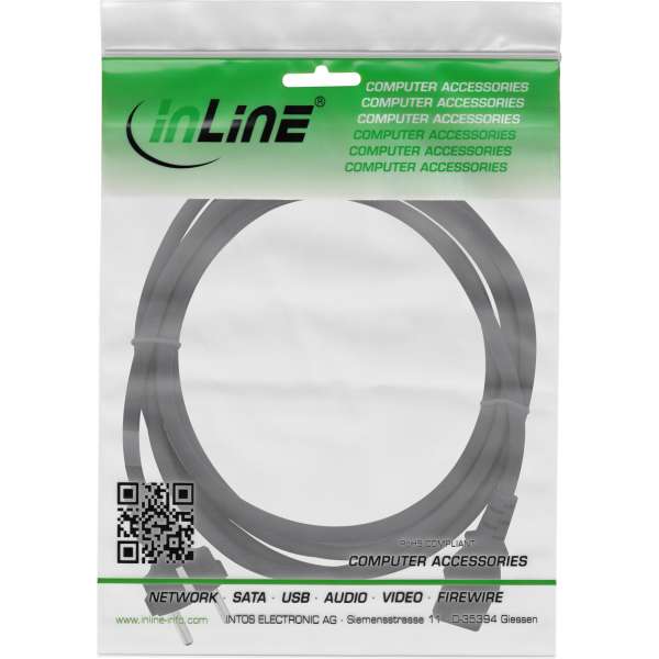 InLine Netzkabel - Schutzkontakt gerade auf Kaltgerätestecker C13 - 1,8m - schwarz