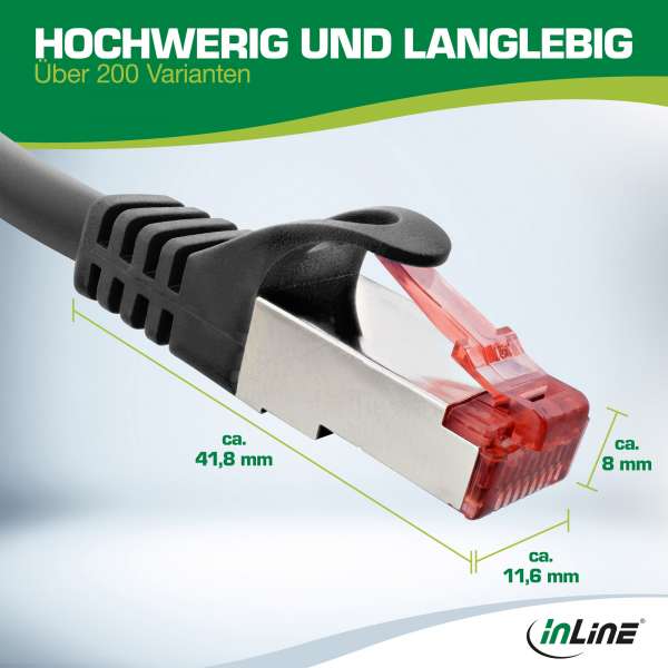 InLine Patchkabel - S/FTP (PiMf) - Cat.6 - 250MHz - PVC - Kupfer - schwarz - 3m