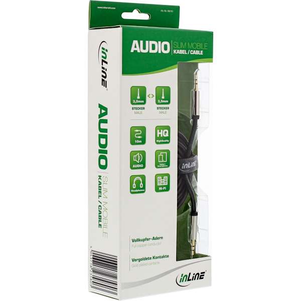 InLine Slim Audio Kabel Klinke 3,5mm ST/ST - Stereo - 10m
