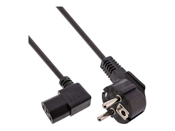 InLine 45er B-Pack Netzkabel - Schutzk. gew. / C13 rechts abgew. - schwarz - 1m