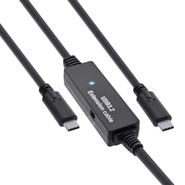 InLine USB 3.2 Gen.1 Aktiv-Kabel - USB-C Stecker an USB-C Stecker - schwarz - 10m