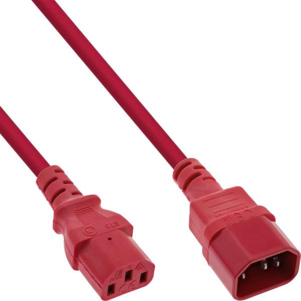 InLine Kaltgeräteverlängerung - C13 auf C14 - rot - 2m