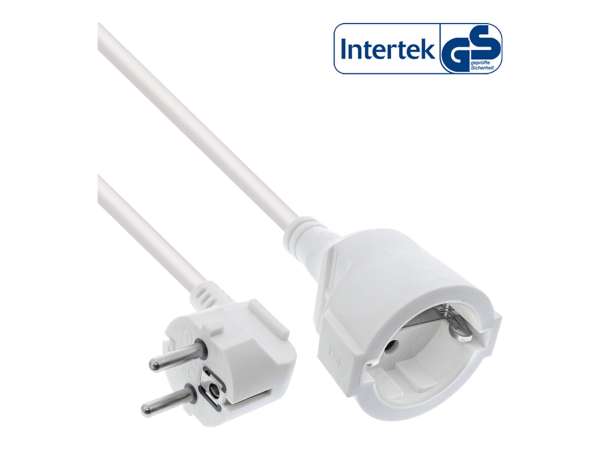 InLine Strom-Verlängerung Schutzkontakt Stecker gewinkelt / Buchse - weiß - 1m