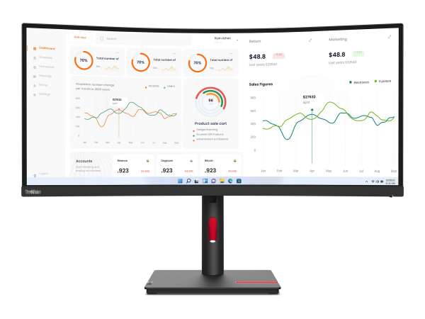 Lenovo ThinkVision T34w-30 - LED-Monitor - gebogen - 86.4 cm (34")