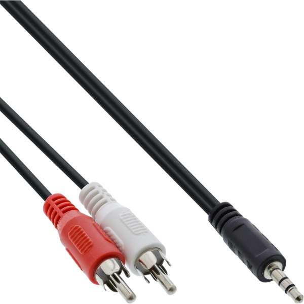 InLine Cinch/Klinke Kabel - 2x Cinch Stecker an 3,5mm Klinke Stecker - 3m