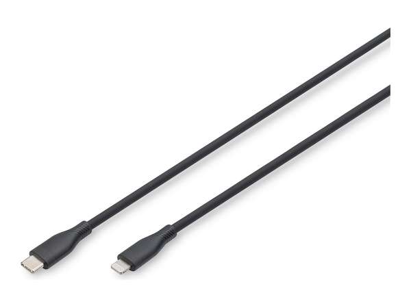 DIGITUS Lightning Silikon Anschlusskabel, USB-C - Lightning, 1m, schwarz